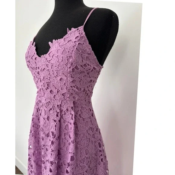 ASTR Midi Dress M Lavender Purple Pastel Lace Romantic Prom Party Wedding Guest - Picture 4 of 12